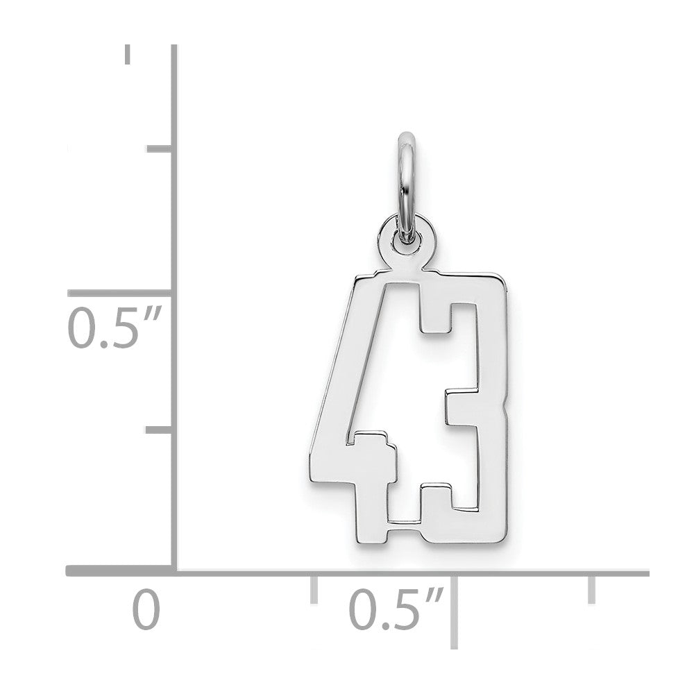 Sterling Silver/Rhodium-plated Elongated Number 43 Charm QES43