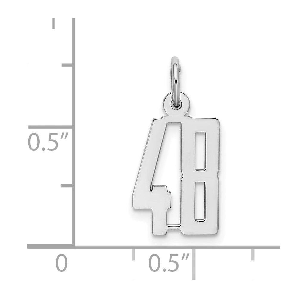 Sterling Silver/Rhodium-plated Elongated Number 48 Charm QES48