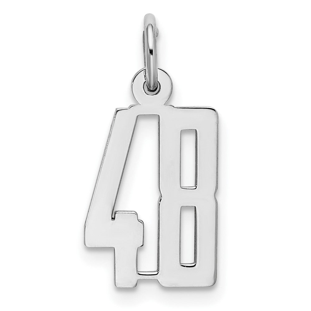 Sterling Silver/Rhodium-plated Elongated Number 48 Charm QES48