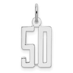 Sterling Silver/Rhodium-plated Elongated Number 50 Charm QES50