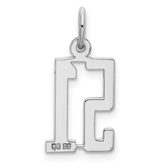 Sterling Silver/Rhodium-plated Elongated Number 51 Charm QES51