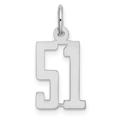 Sterling Silver/Rhodium-plated Elongated Number 51 Charm QES51