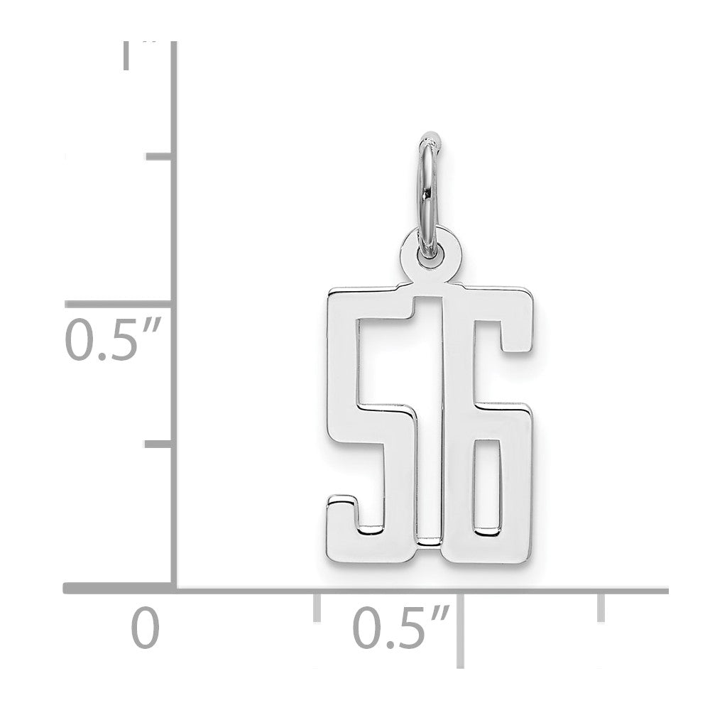 Sterling Silver/Rhodium-plated Elongated Number 56 Charm QES56