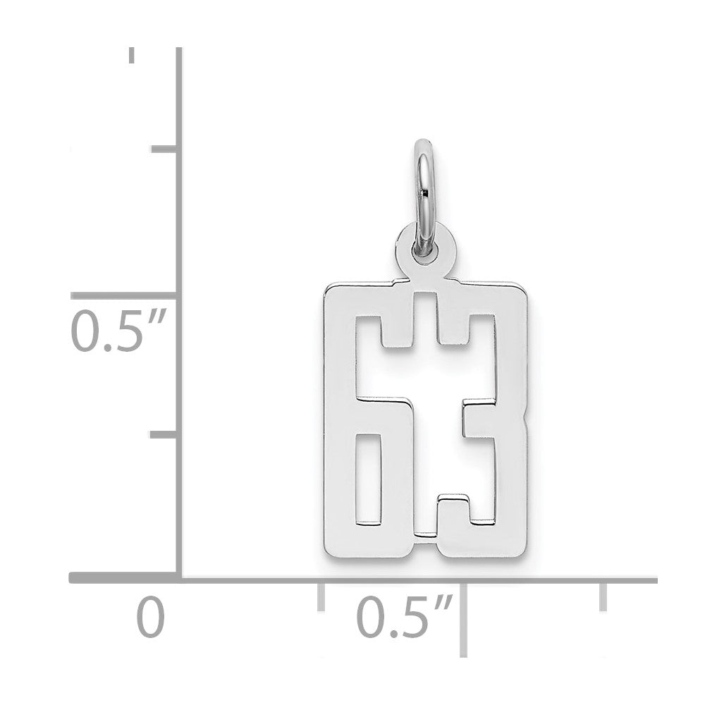 Sterling Silver/Rhodium-plated Elongated Number 63 Charm QES63