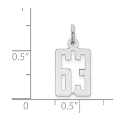 Sterling Silver/Rhodium-plated Elongated Number 63 Charm QES63