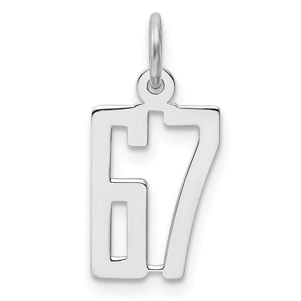 Sterling Silver/Rhodium-plated Elongated Number 67 Charm QES67