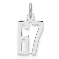 Sterling Silver/Rhodium-plated Elongated Number 67 Charm QES67