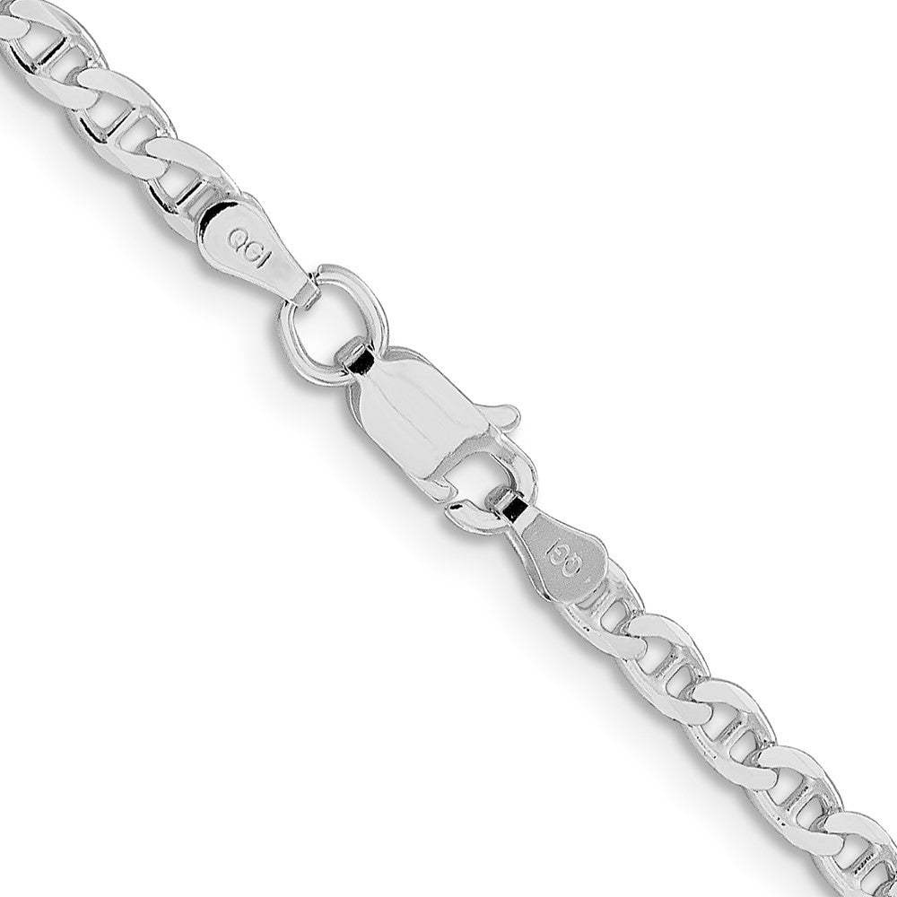 Sterling Silver Rhodium-plated 3.15mm D/C Flat Anchor Curb ChainQFAN080R