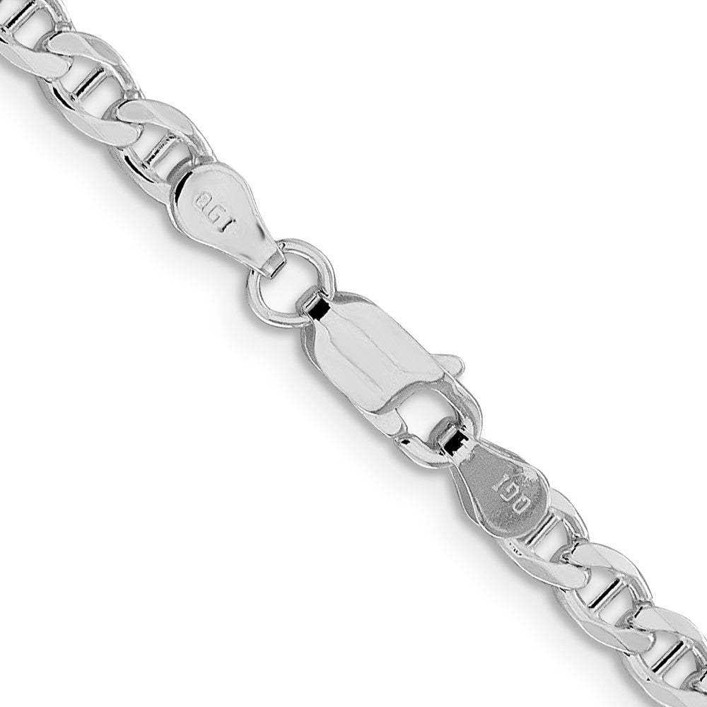 Sterling Silver Rhodium-plated 4.0mm D/C Flat Anchor Curb ChainQFAN100R