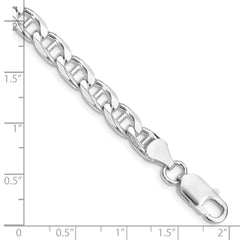Sterling Silver Rhodium-plated 6.5mm D/C Flat Anchor Curb Chain QFAN180R-8