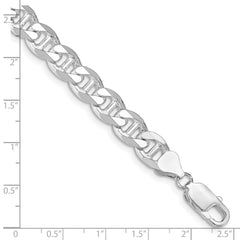 Sterling Silver Rhodium-plated 8.25mm D/C Flat Anchor Curb Chain QFAN220R-8
