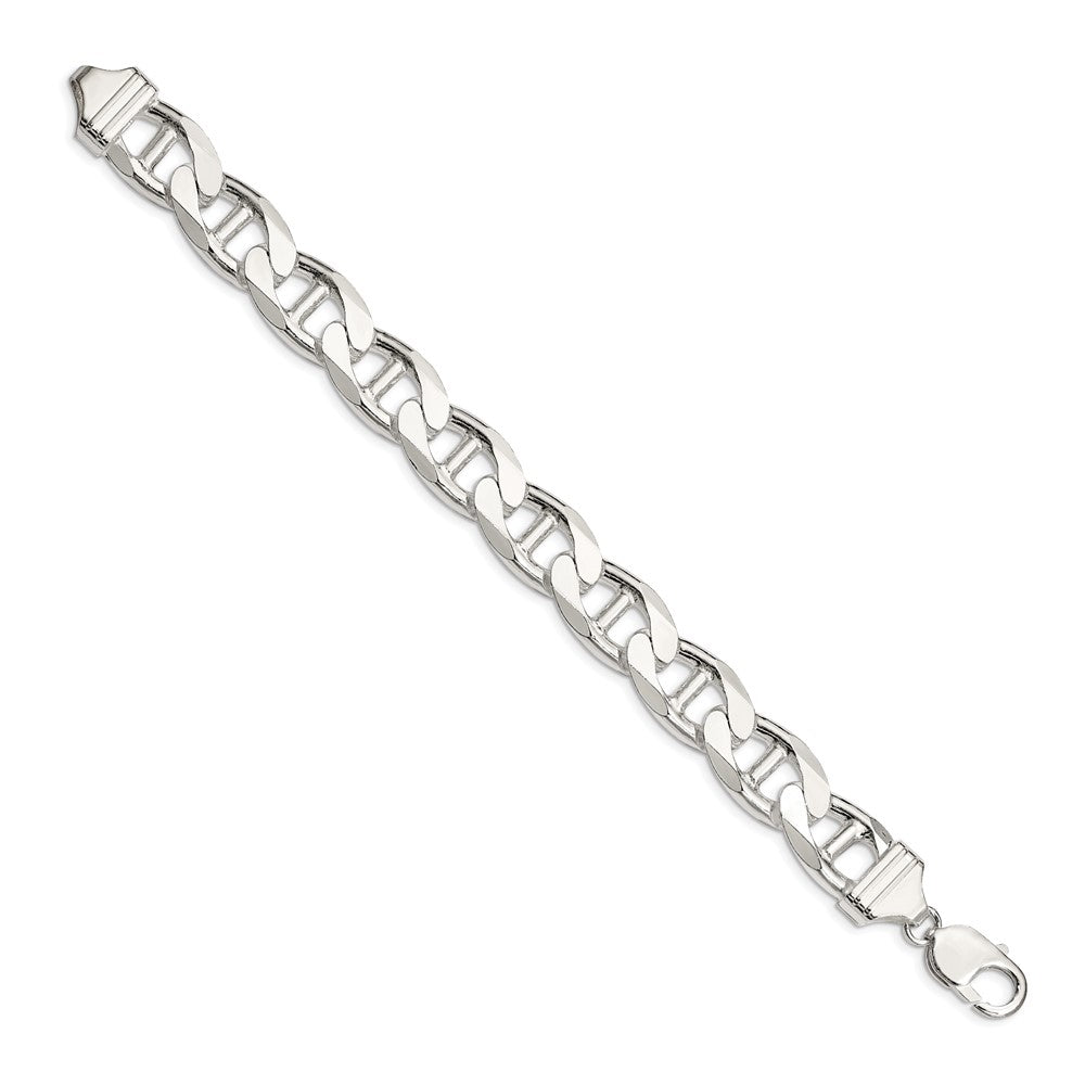 Sterling Silver 13.5mm D/C Flat Anchor Curb Chain QFAN350-8