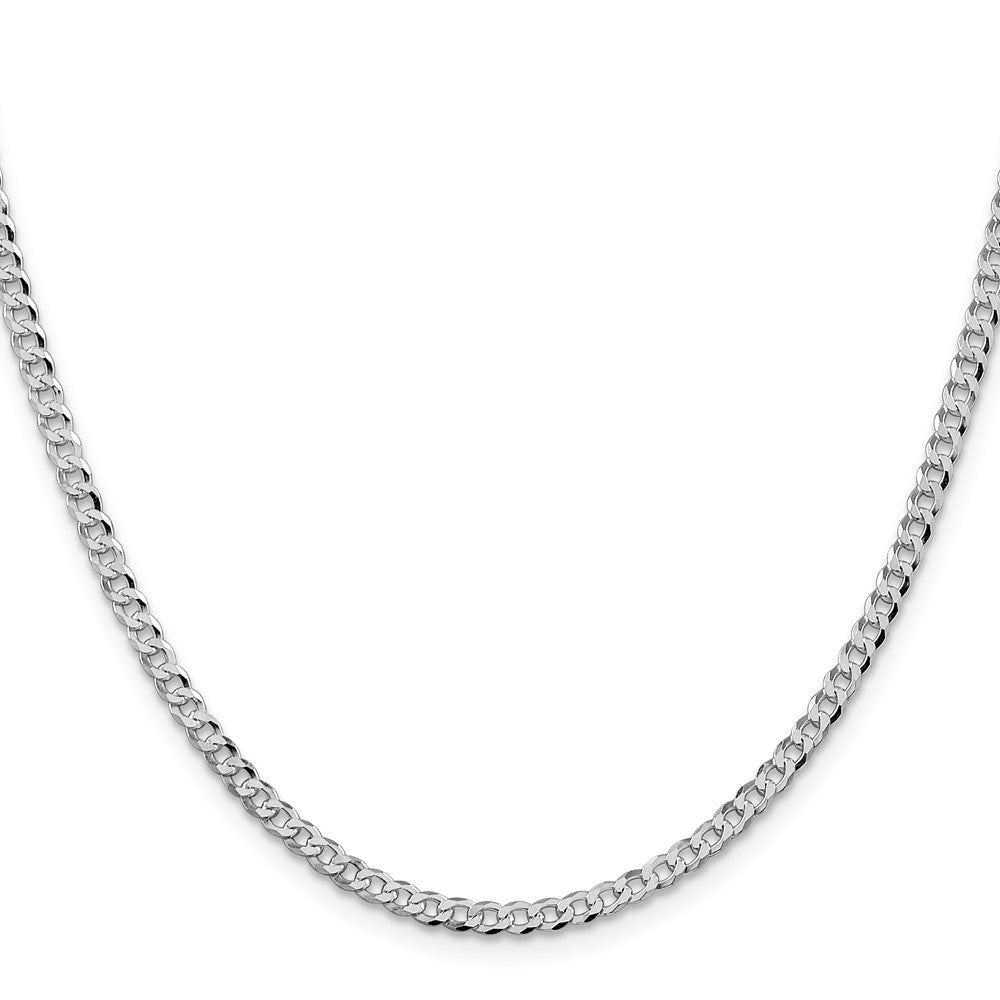 Sterling Silver Rhodium-plated 3.2mm Beveled Curb ChainQFB080R