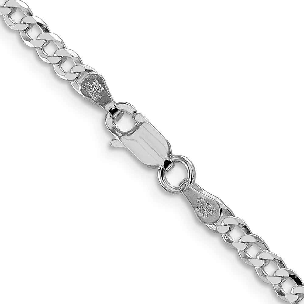 Sterling Silver Rhodium-plated 3.2mm Beveled Curb ChainQFB080R