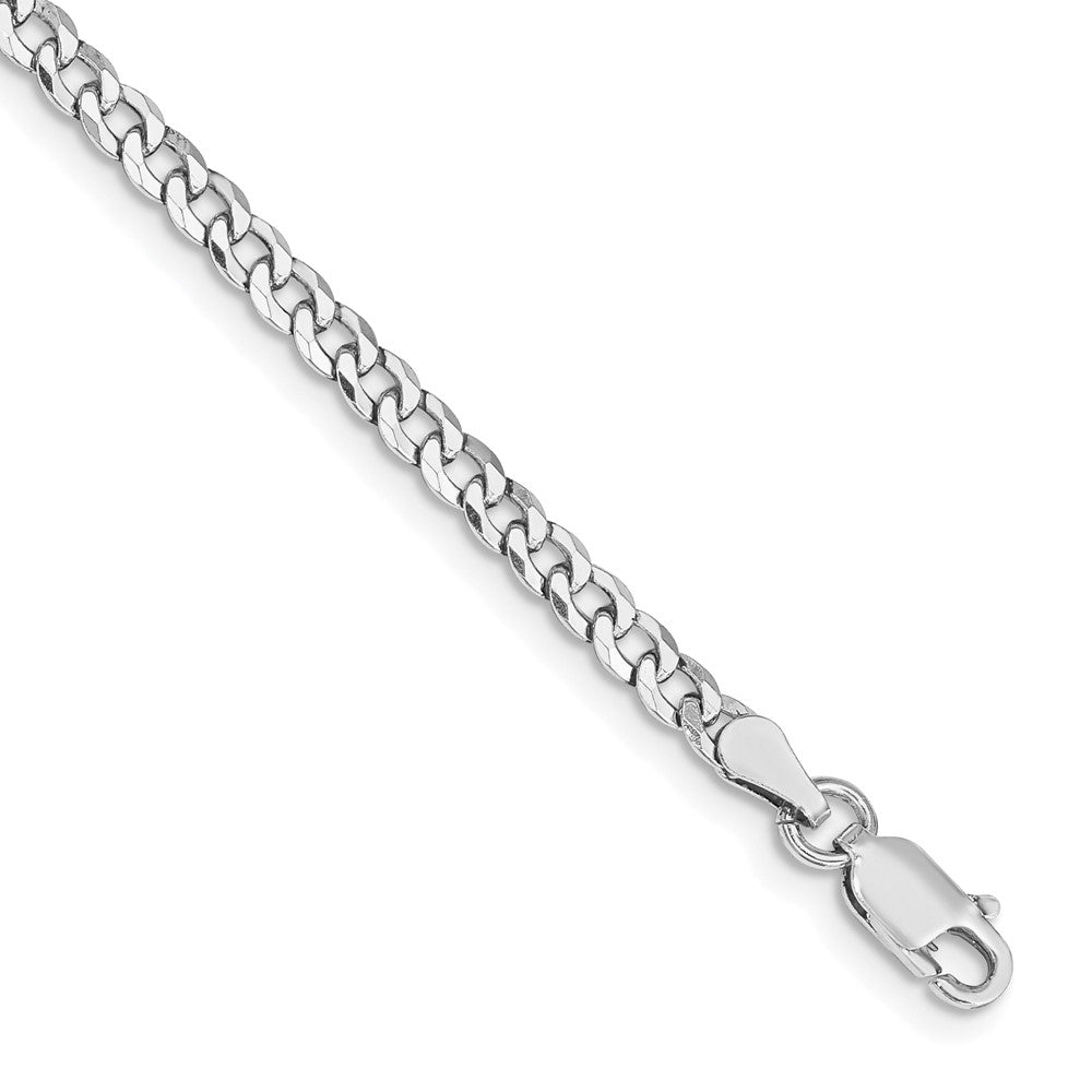 Sterling Silver Rhodium-plated 3.2mm Beveled Curb Chain QFB080R-8
