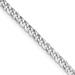 Sterling Silver Rhodium-plated 3.2mm Beveled Curb ChainQFB080R