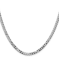 Sterling Silver Rhodium-plated 4mm Beveled Curb ChainQFB100R
