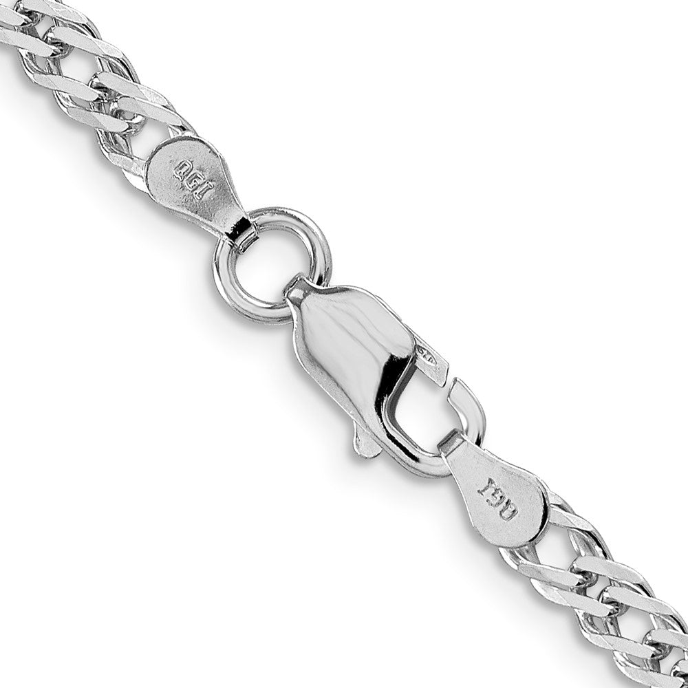 Sterling Silver Rhodium-plated 4mm Beveled Curb ChainQFB100R