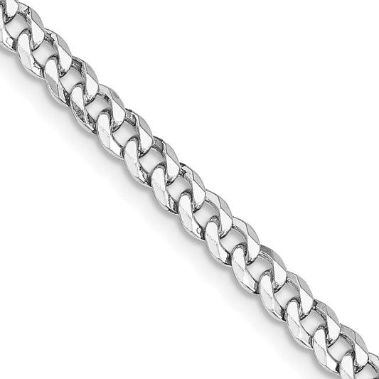 Sterling Silver Rhodium-plated 4mm Beveled Curb ChainQFB100R