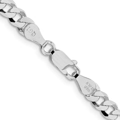Sterling Silver Rhodium-plated 5mm Beveled Curb ChainQFB120R