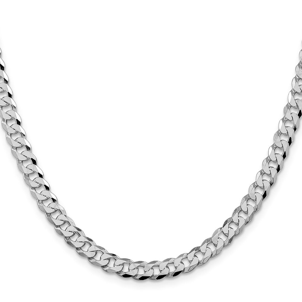 Sterling Silver Rhodium-plated 6mm Beveled Curb ChainQFB150R