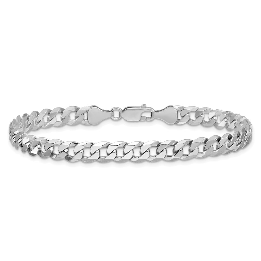Sterling Silver Rhodium-plated 6mm Beveled Curb Chain QFB150R-8