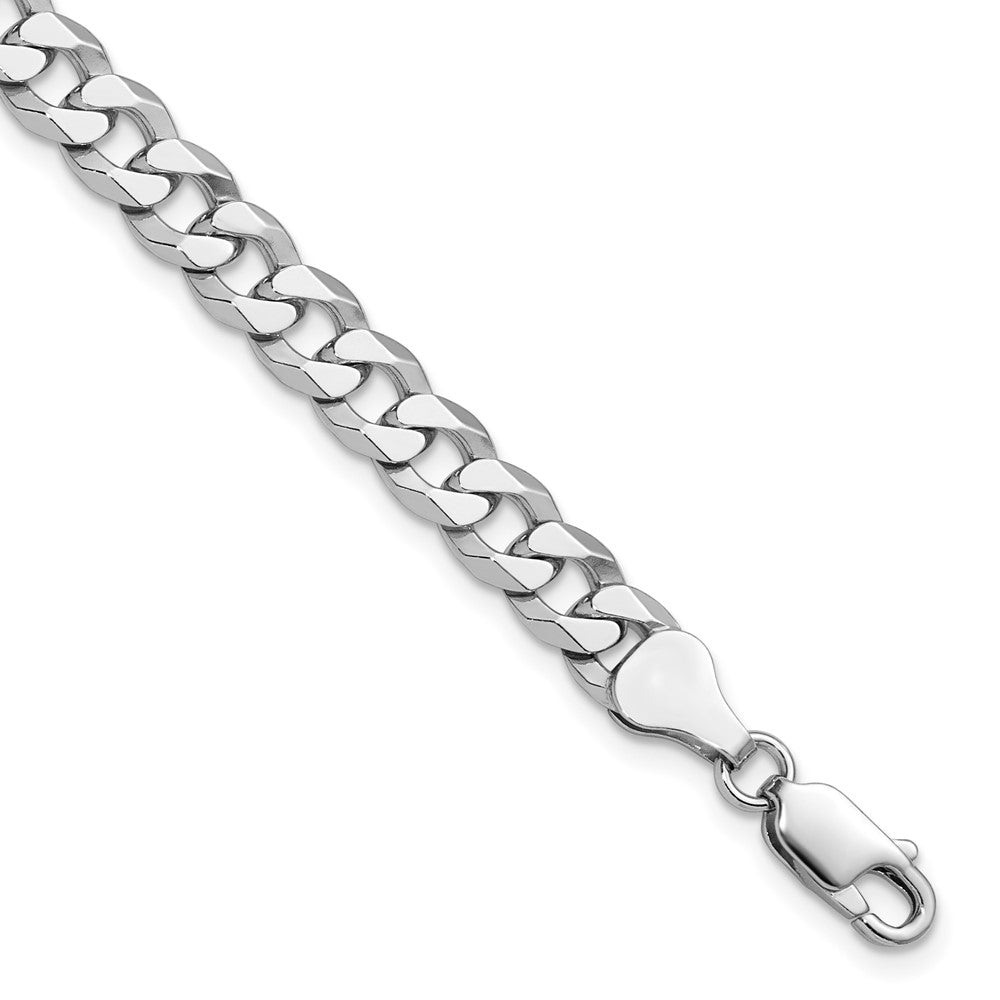 Sterling Silver Rhodium-plated 6mm Beveled Curb Chain QFB150R-8