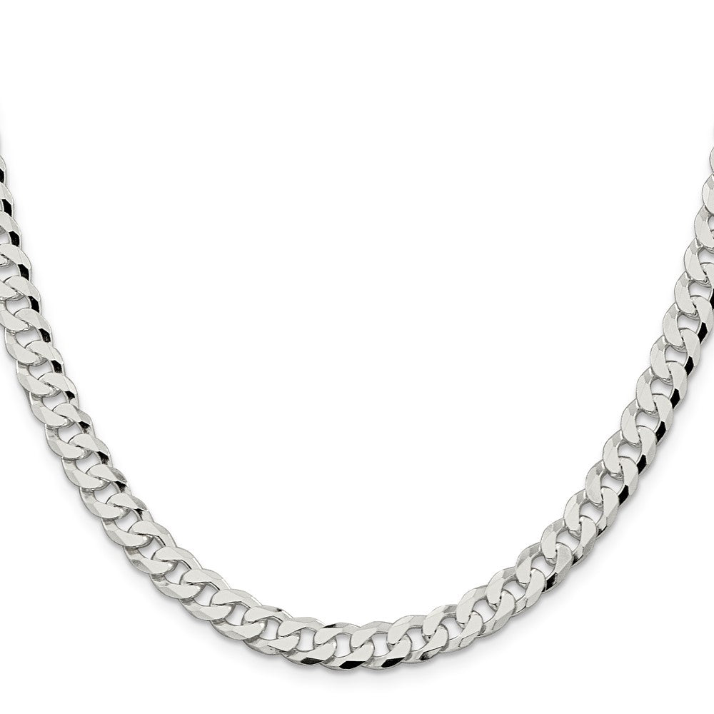 Sterling Silver 7mm Beveled Curb ChainQFB180