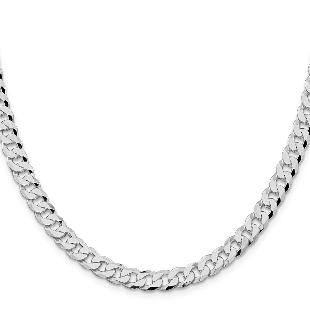 Sterling Silver Rhodium-plated 7mm Beveled Curb ChainQFB180R