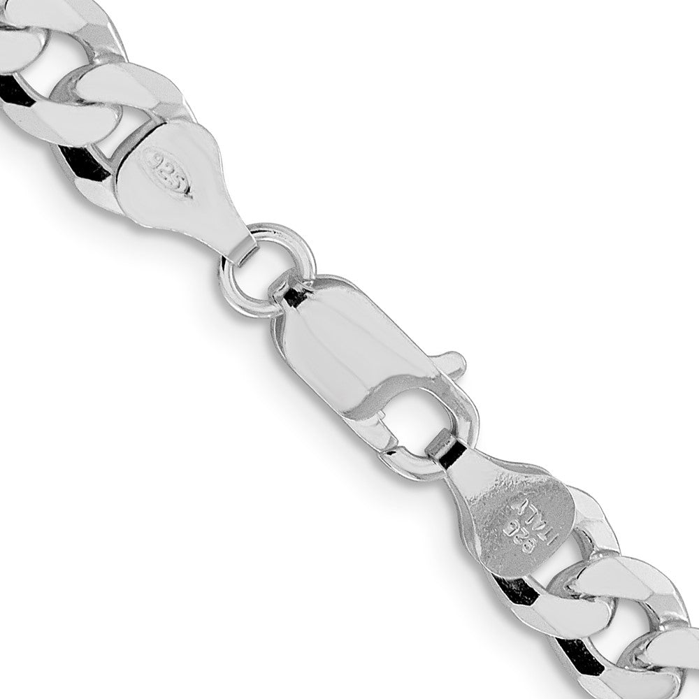 Sterling Silver Rhodium-plated 7mm Beveled Curb ChainQFB180R