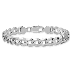 Sterling Silver Rhodium-plated 8.5mm Beveled Curb Chain QFB210R-8