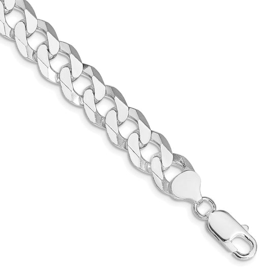 Sterling Silver Rhodium-plated 10.6mm Beveled Curb Chain QFB250R-8