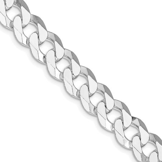 Sterling Silver Rhodium-plated 10.6mm Beveled Curb ChainQFB250R