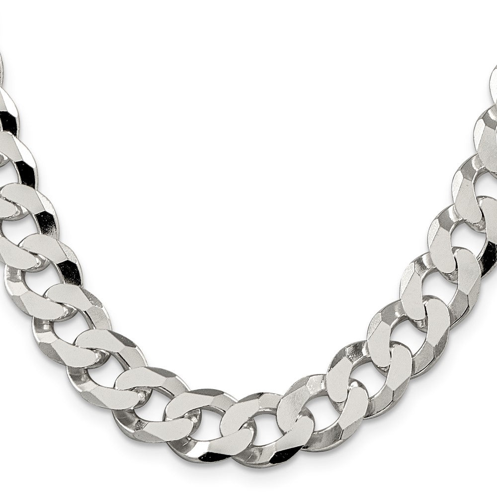 Sterling Silver 12.3mm Beveled Curb ChainQFB300