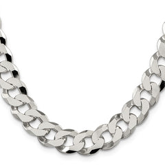 Sterling Silver 12.3mm Beveled Curb ChainQFB300