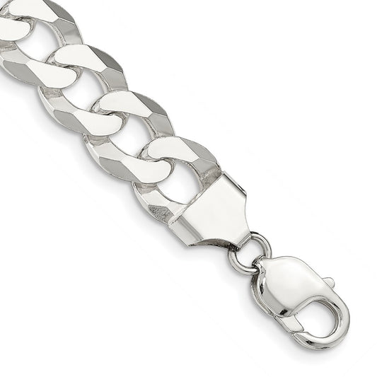 Sterling Silver 13mm Beveled Curb Chain QFB310-8