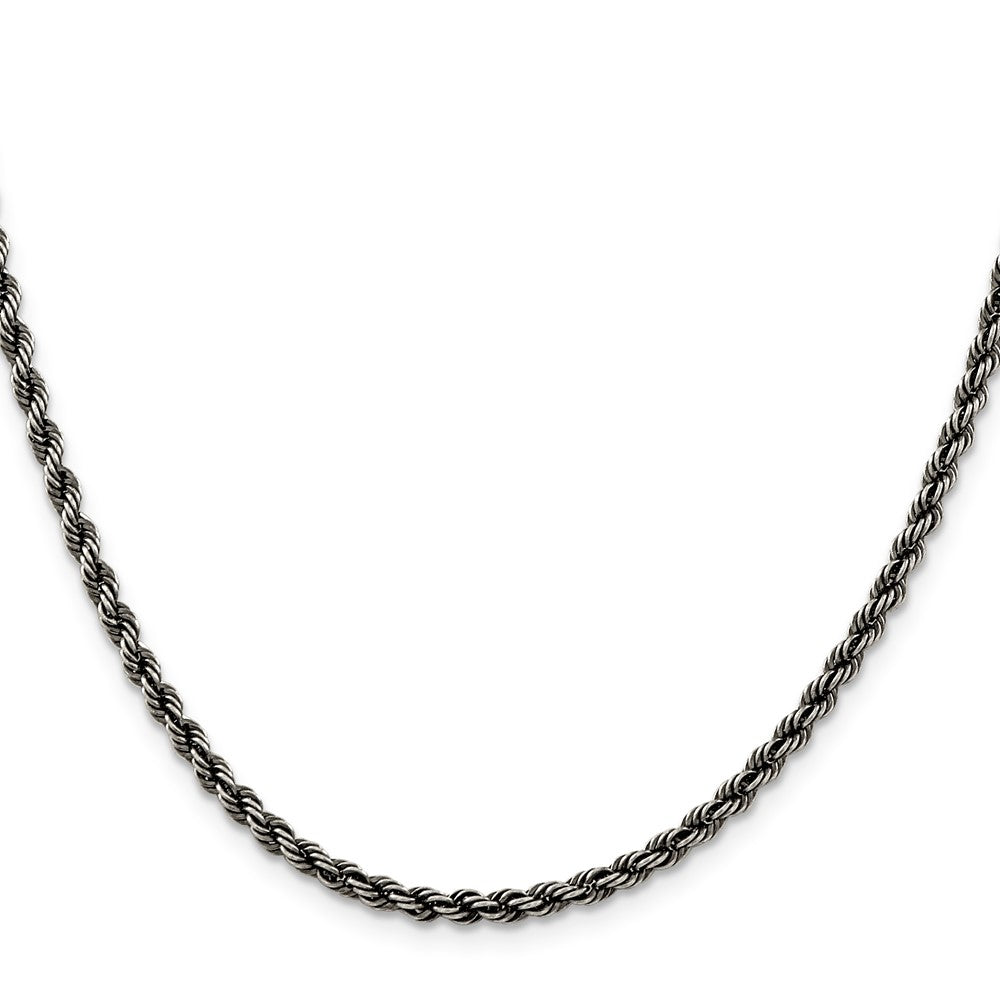 Sterling Silver Ruthenium-plated 3.4mm Rope ChainQFC201