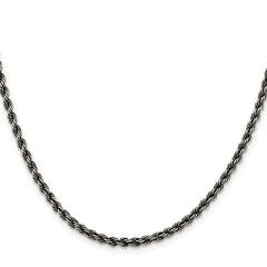 Sterling Silver Ruthenium-plated 3.4mm Rope ChainQFC201