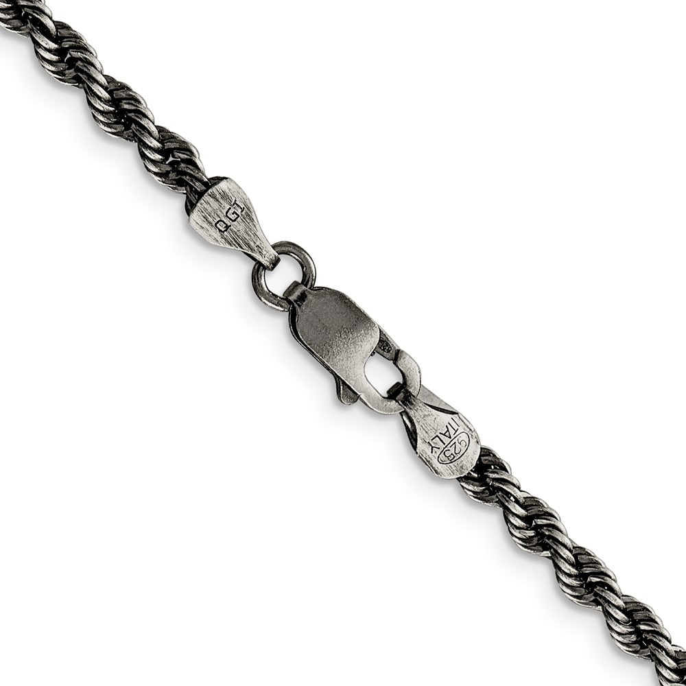 Sterling Silver Ruthenium-plated 3.4mm Rope ChainQFC201