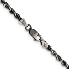 Sterling Silver Ruthenium-plated 3.4mm Rope ChainQFC201