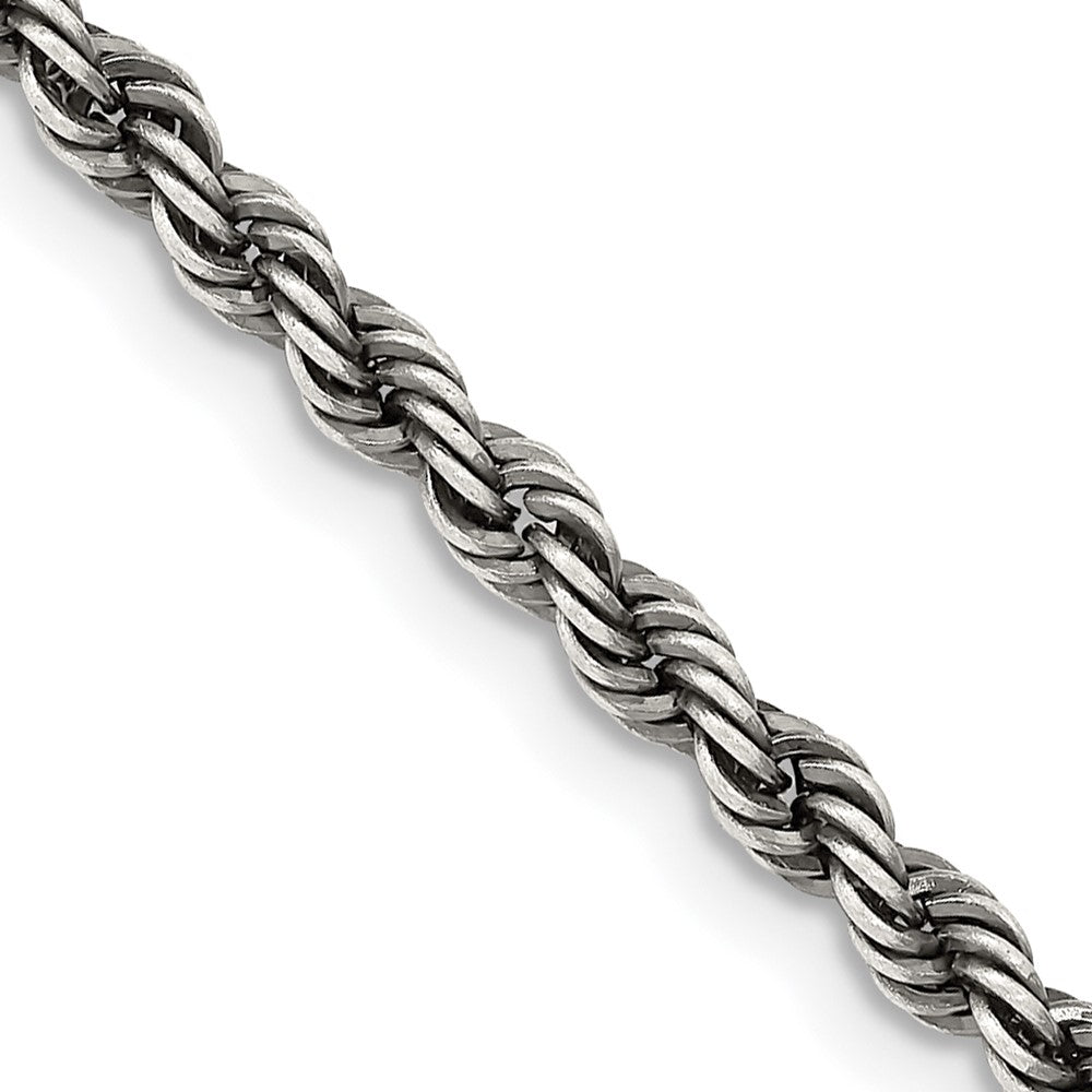 Sterling Silver Ruthenium-plated 3.4mm Rope ChainQFC201