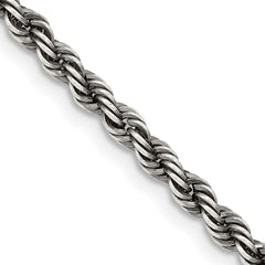 Sterling Silver Ruthenium-plated 3.4mm Rope ChainQFC201
