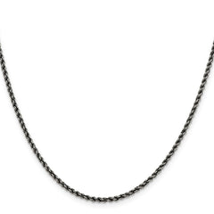 Sterling Silver Ruthenium-plated 2.3mm Rope ChainQFC209