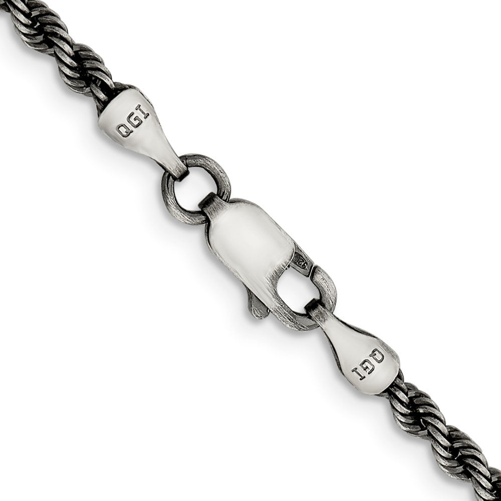 Sterling Silver Ruthenium-plated 2.9mm Rope ChainQFC210