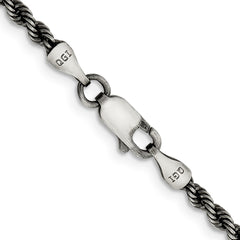 Sterling Silver Ruthenium-plated 2.9mm Rope ChainQFC210