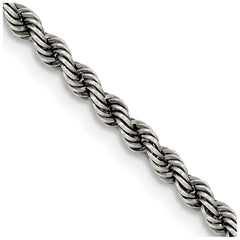 Sterling Silver Ruthenium-plated 2.9mm Rope ChainQFC210