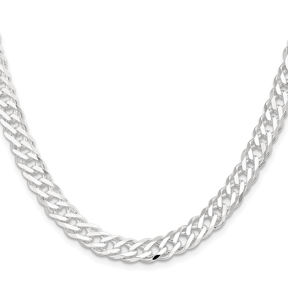 Sterling Silver 7.75mm 6 Side D/C Flat Double Curb ChainQFC219