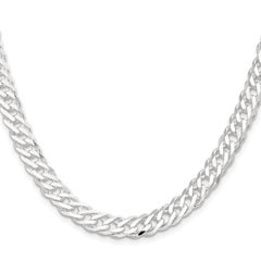 Sterling Silver 7.75mm 6 Side D/C Flat Double Curb ChainQFC219