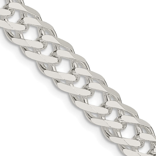 Sterling Silver 7.75mm 6 Side D/C Flat Double Curb ChainQFC219