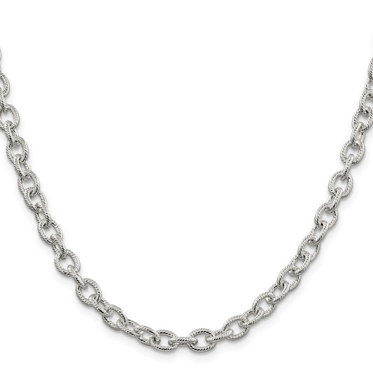 Sterling Silver 6.25mm Fancy Patterned Rolo ChainQFC48